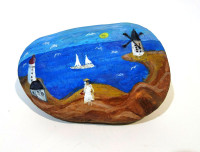 Petra Černocká - Pobřeží - ručně malovaný signovaný kámen